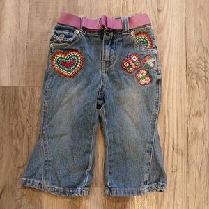 Wonderkids Colorful Embroidered Jeans with Purple Waistband